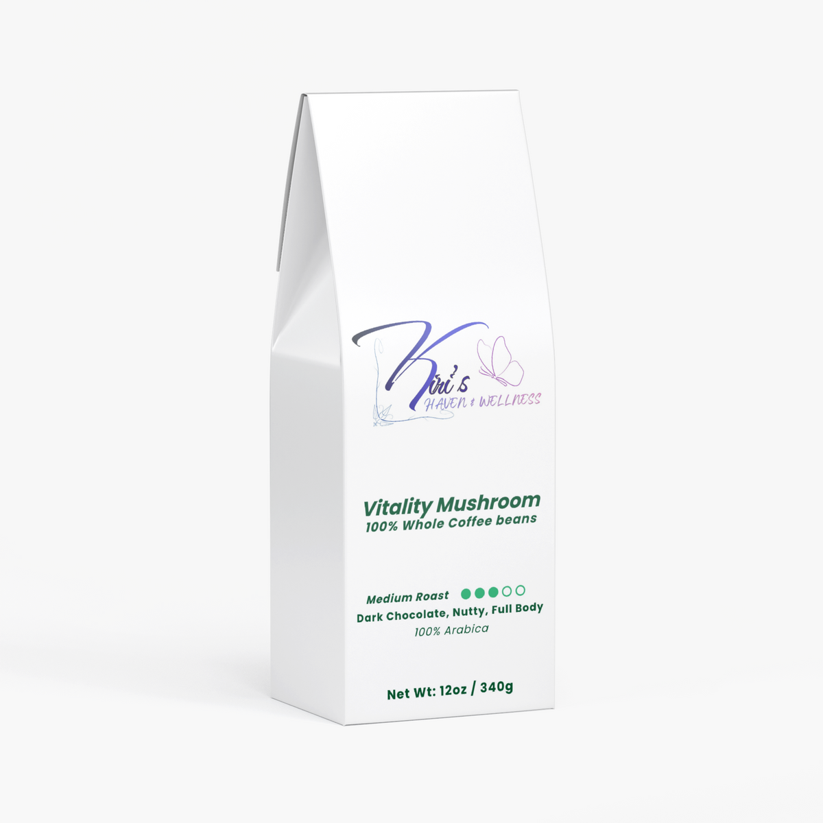 Vitality mushroom coffee, medium roast, by Kiri's Haven