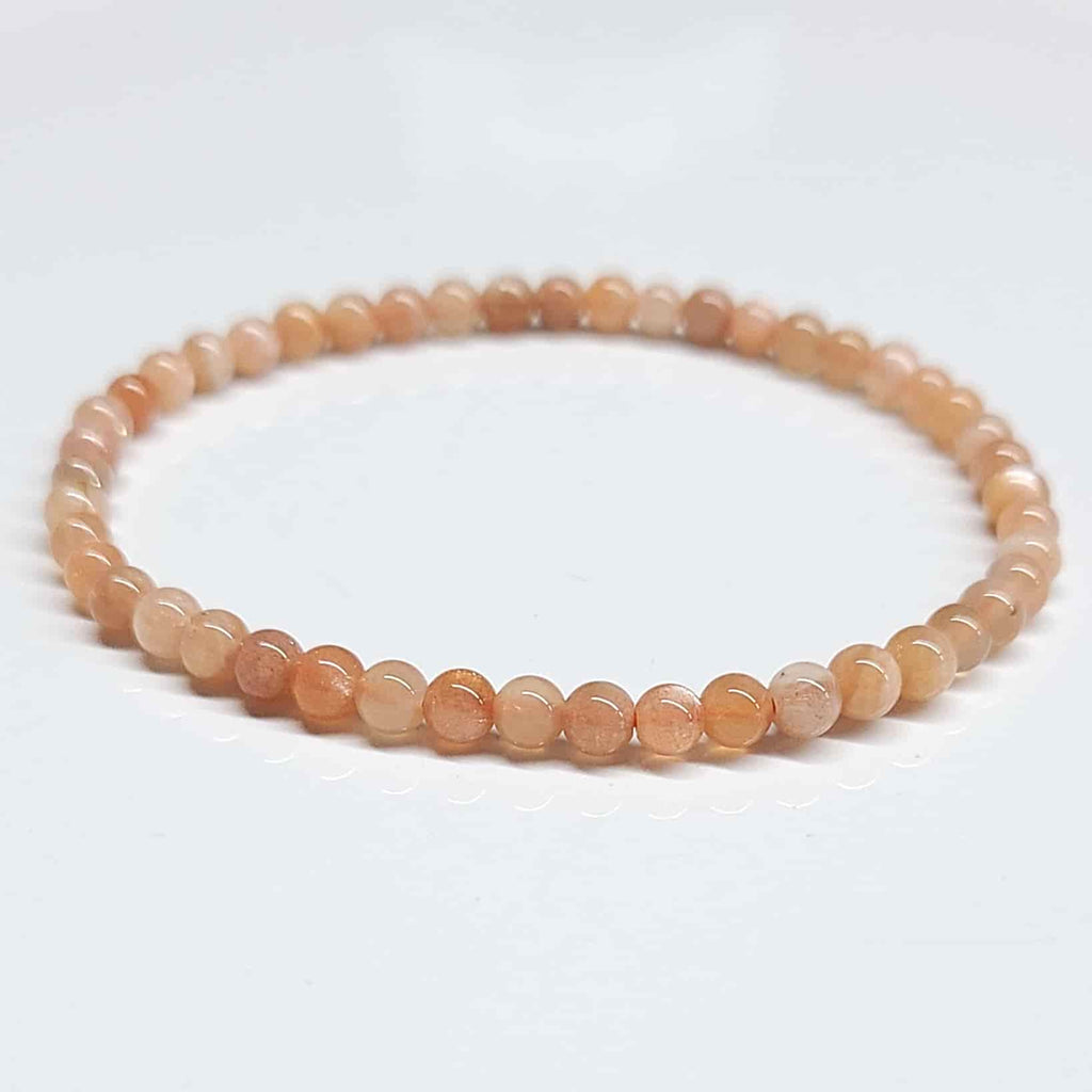 Moonstone round bead stretch bracelet, view 5
