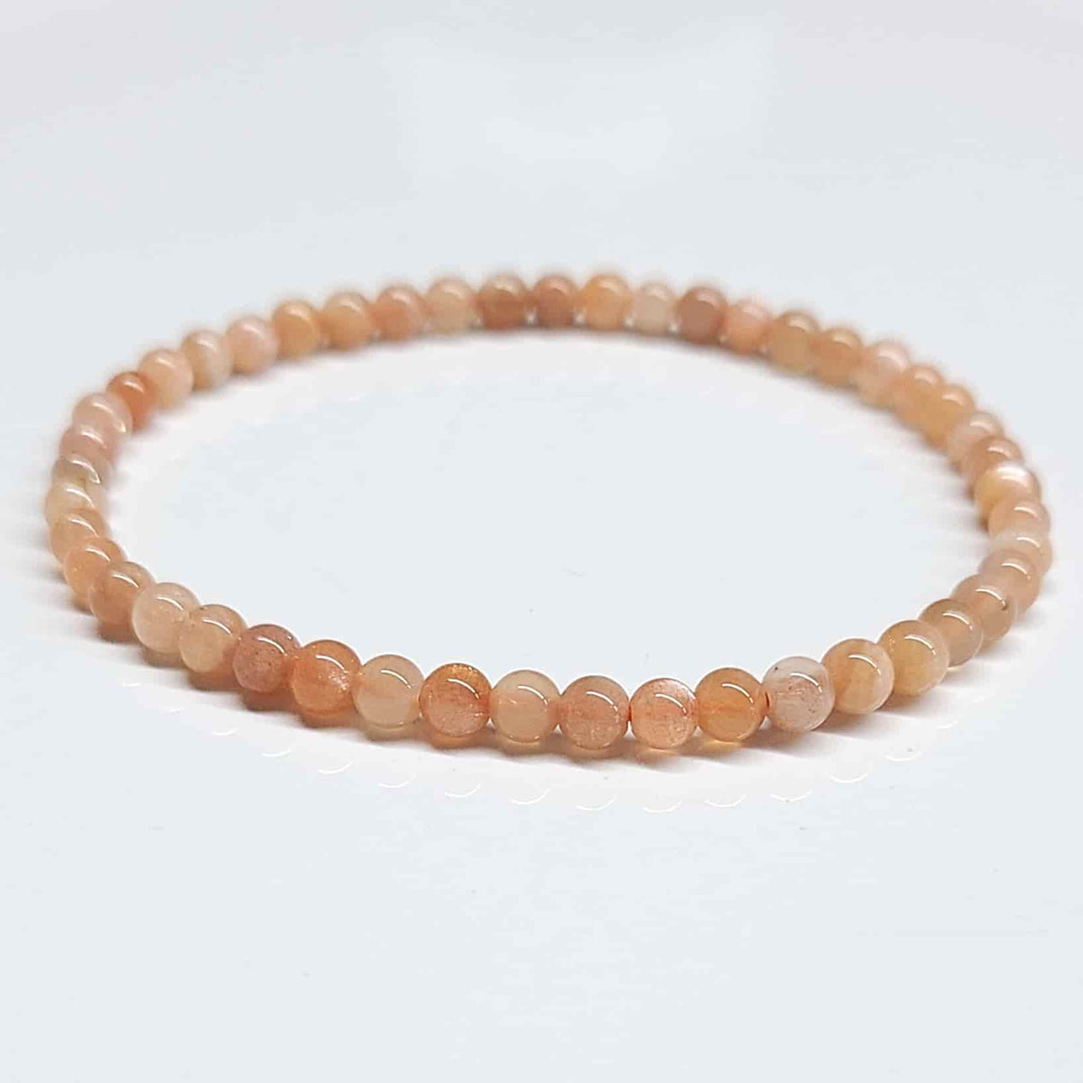 Moonstone round bead stretch bracelet, view 5