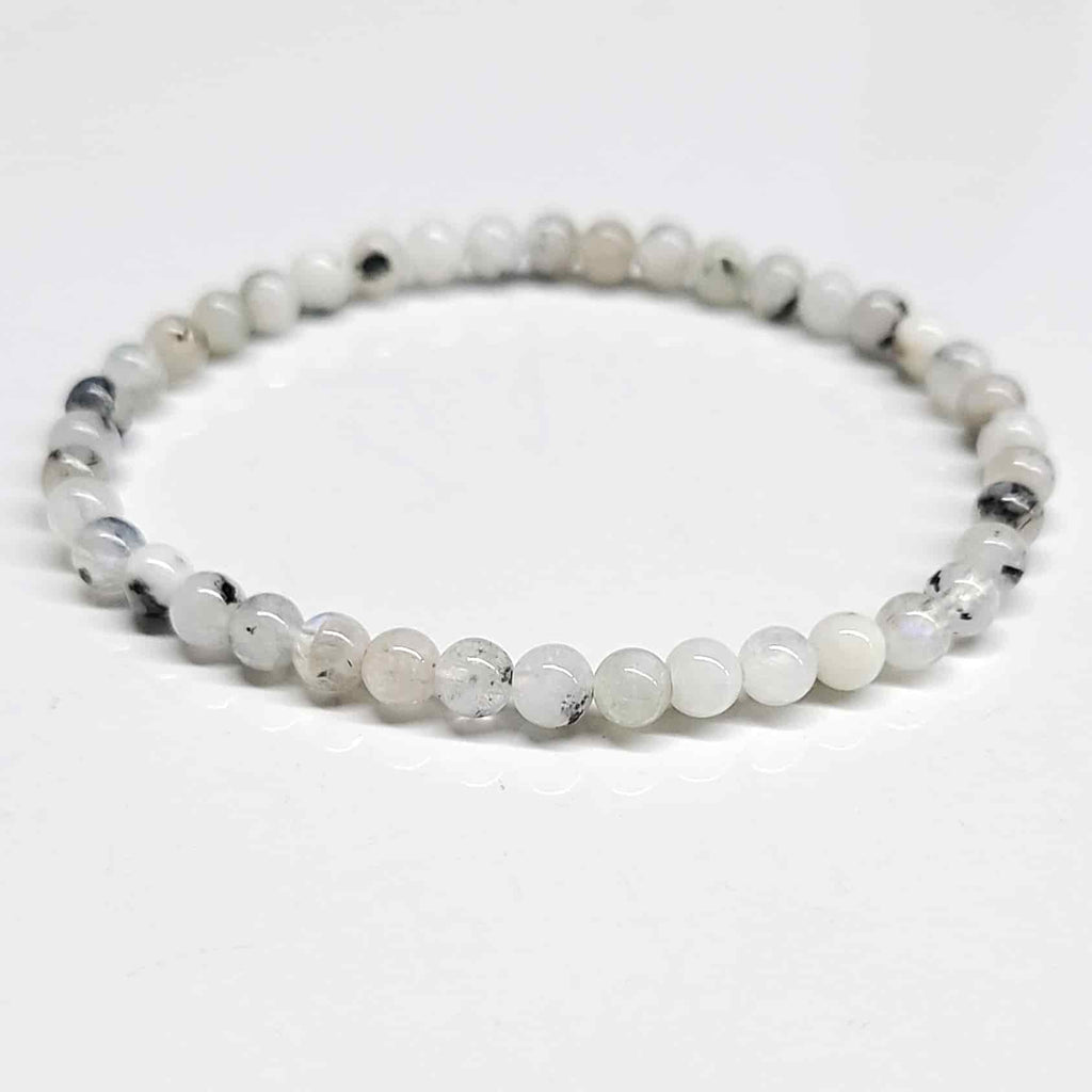 Rainbow moonstone round bead stretch bracelet, view 5