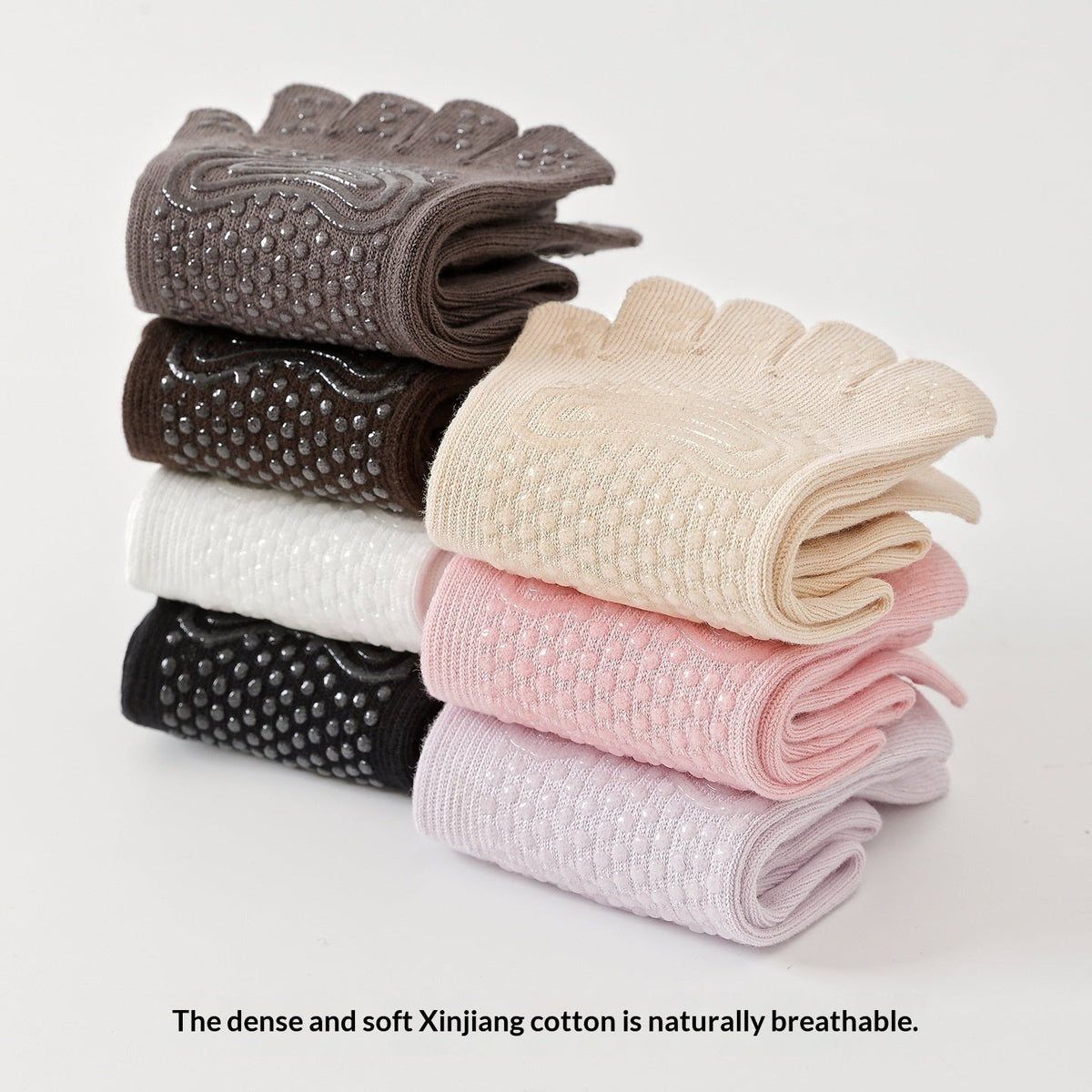 Five-Toe Grip Socks, Mid-Calf
