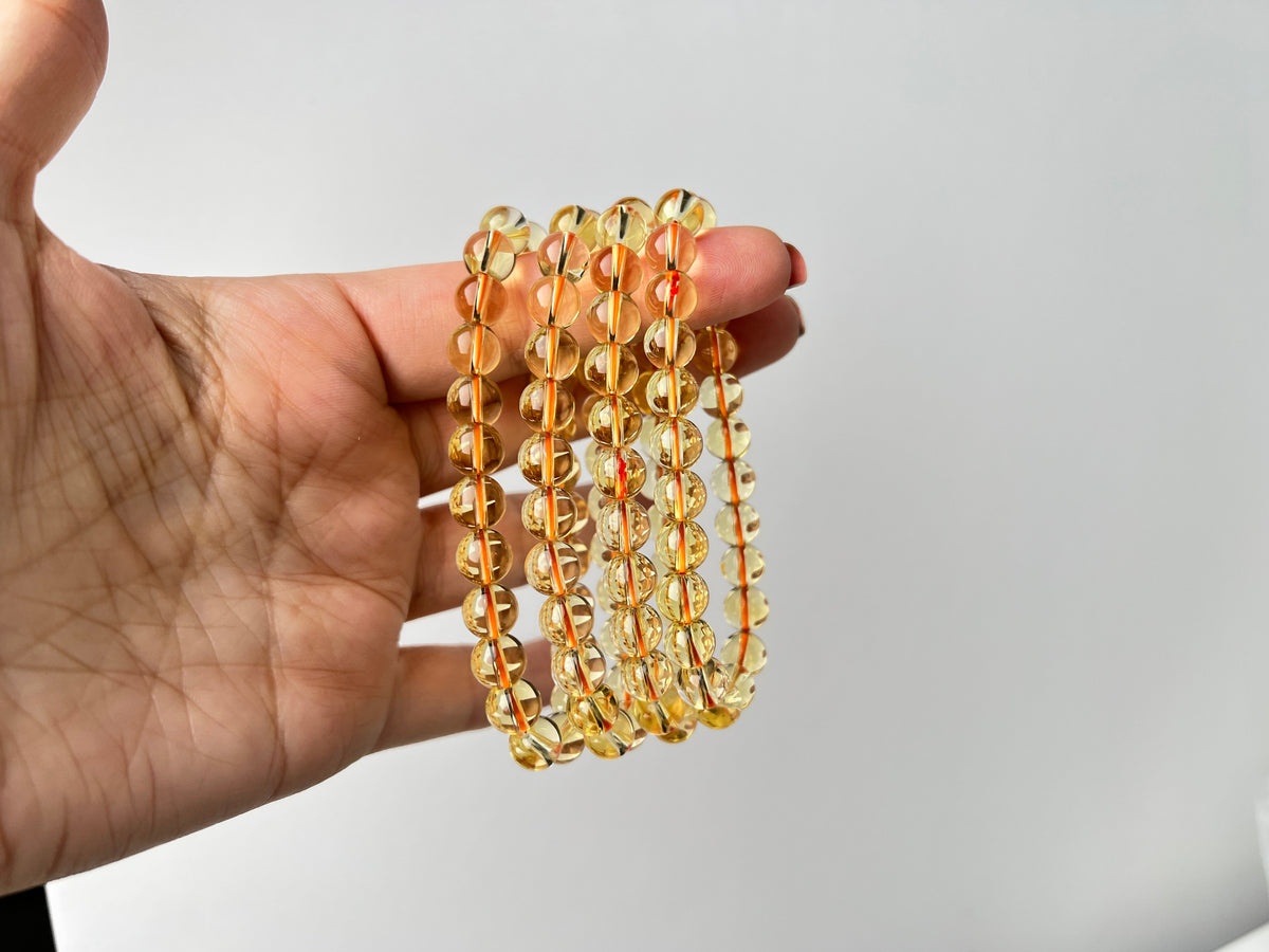 8mm high-clarity citrine crystal stretch bracelet, view 3