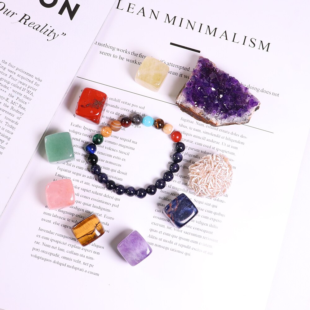 Seven Chakra Crystal Specimen Gift Box with Bracelet