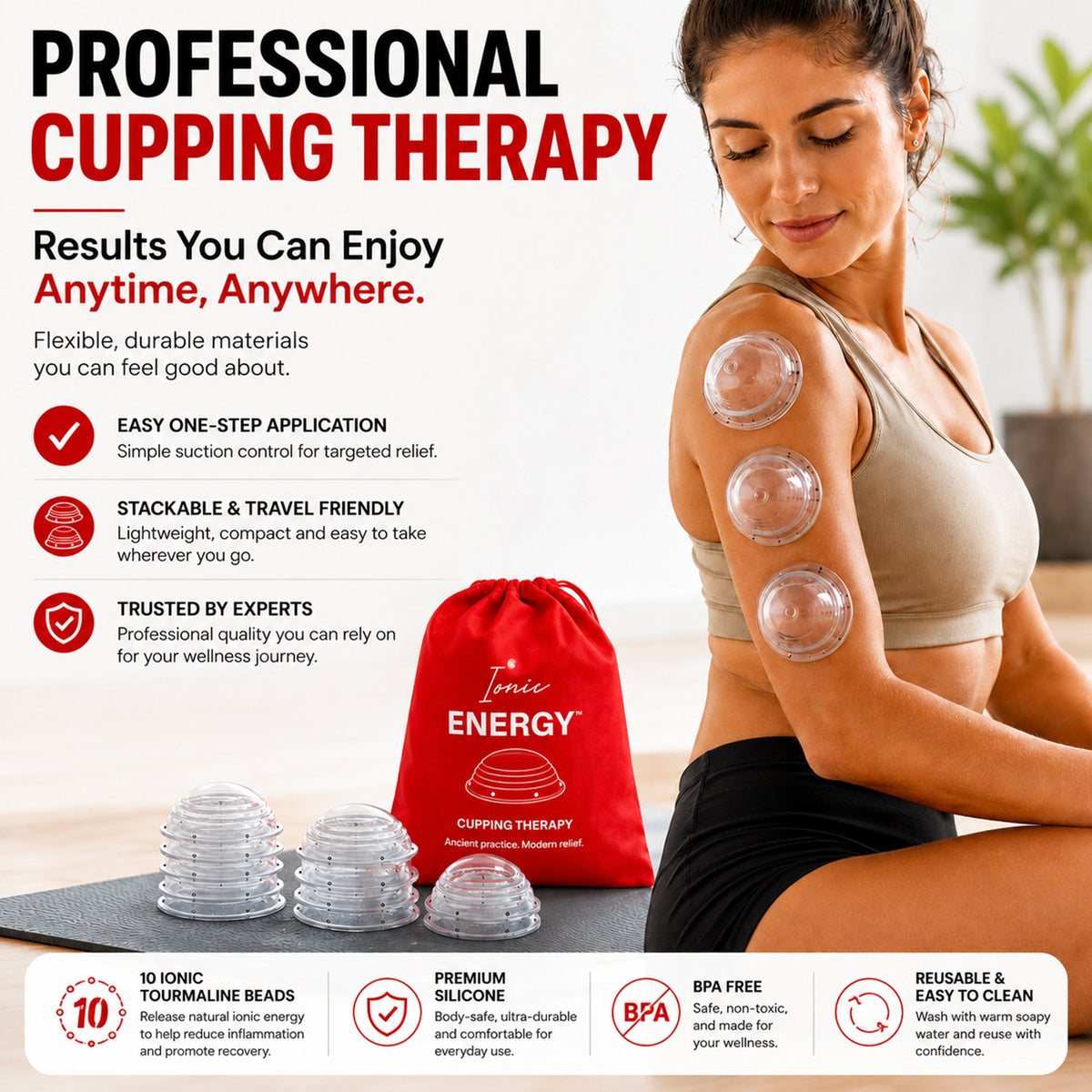 Ionic ENERGY Silicone Cupping Set, 10 Cups
