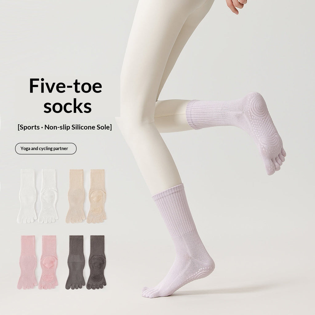 Five-toe grip socks, mid-calf