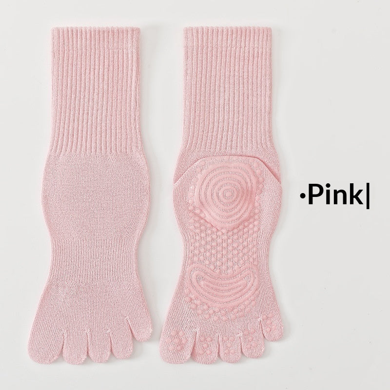 Five-Toe Grip Socks, Mid-Calf