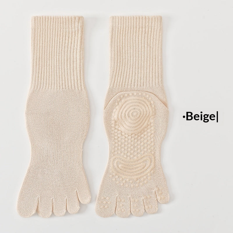 Five-Toe Grip Socks, Mid-Calf