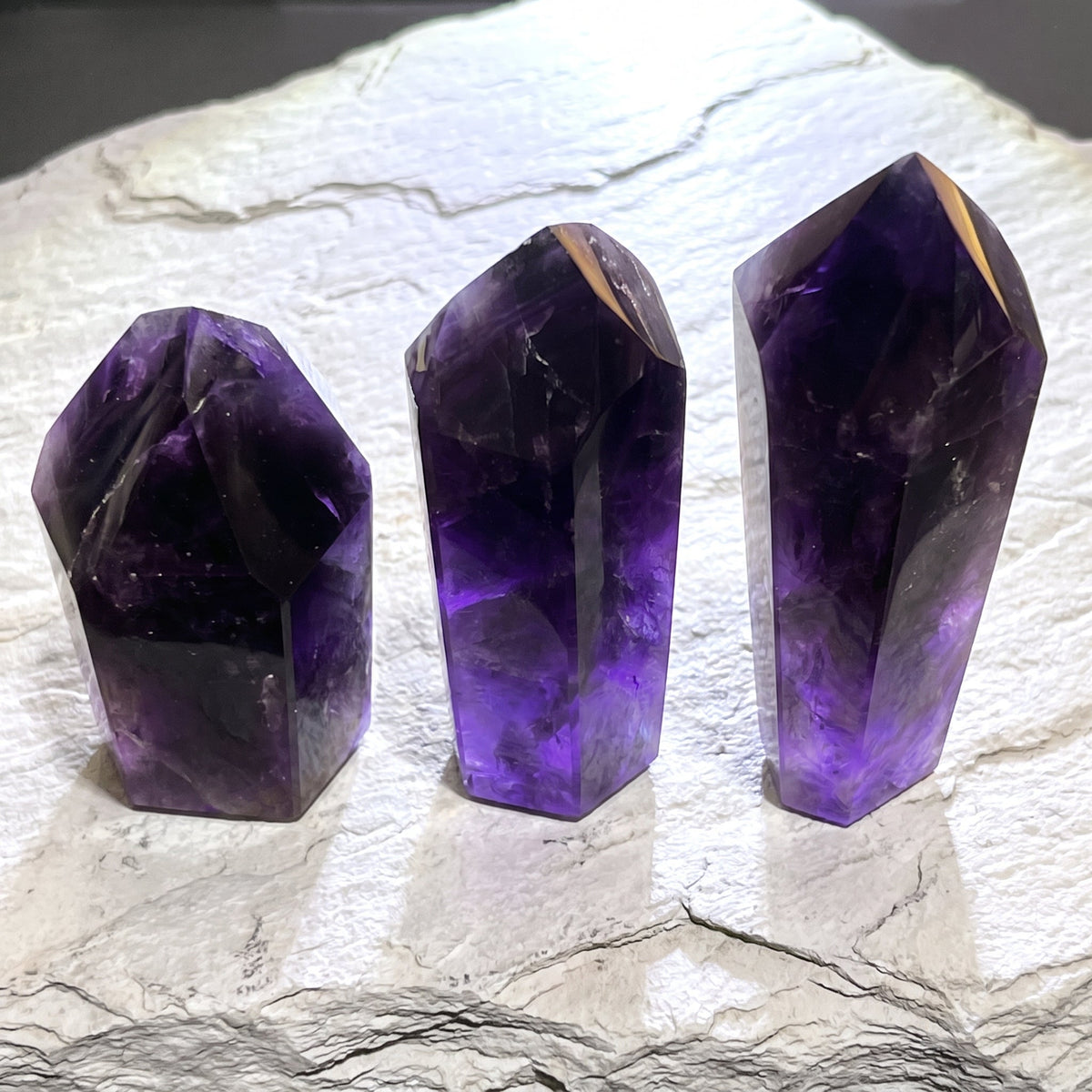 Dark Amethyst Faceted Crystal Tower, 4 to 6 Inches