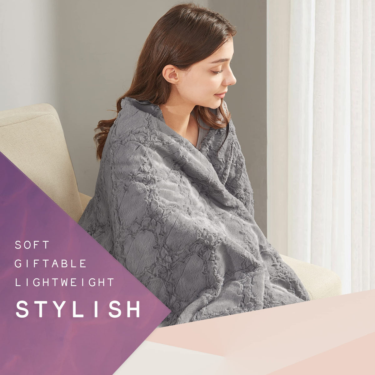 Hyde Lane Heated Throw Blanket, Snow Leopard Print, 60 x 70