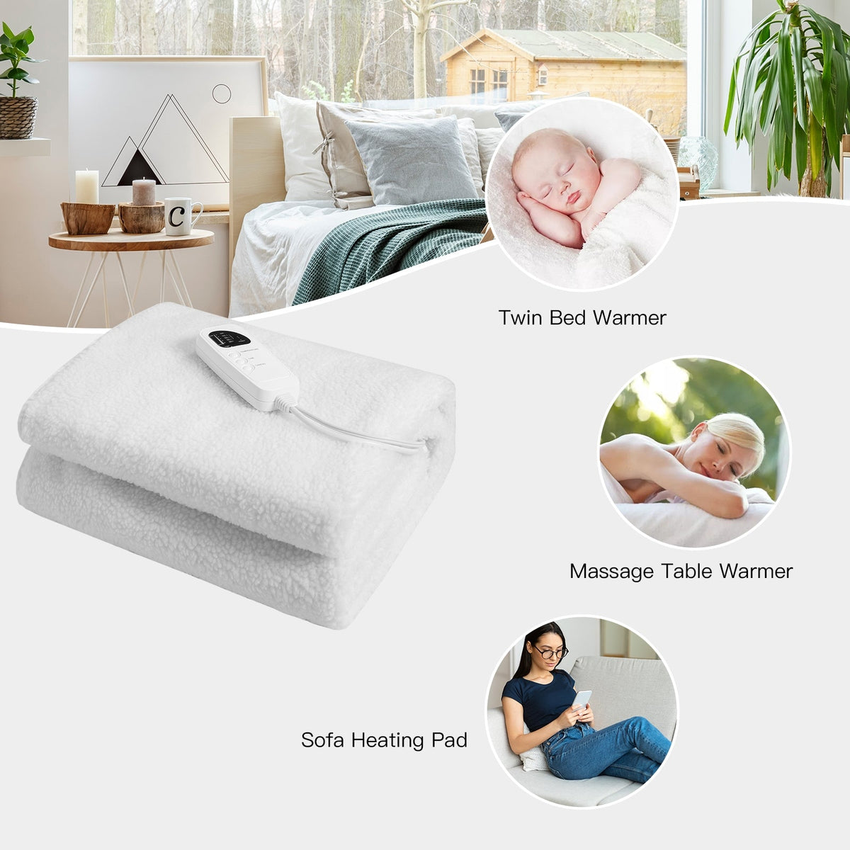 Massage Table Warmer Pad, 71 x 31 in, 5 Heat Settings