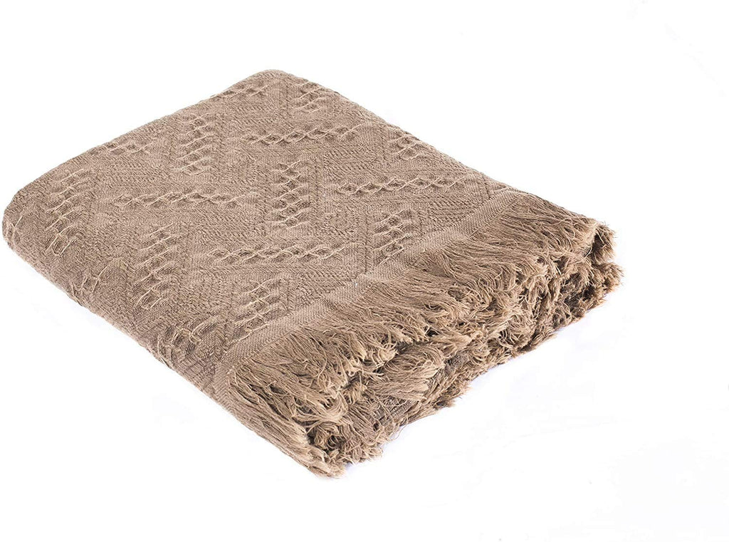 Kasentex Stone-Washed Cotton Knit Throw Blanket