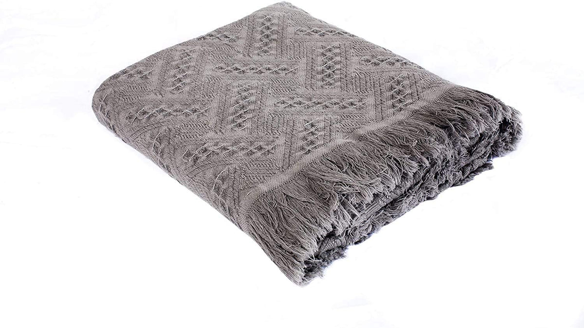 Kasentex Stone-Washed Cotton Knit Throw Blanket