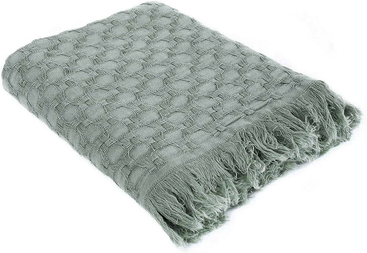 Kasentex Stone-Washed Cotton Knit Throw Blanket