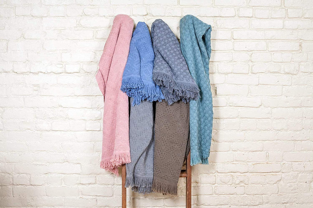 Kasentex Stone-Washed Cotton Knit Throw Blanket