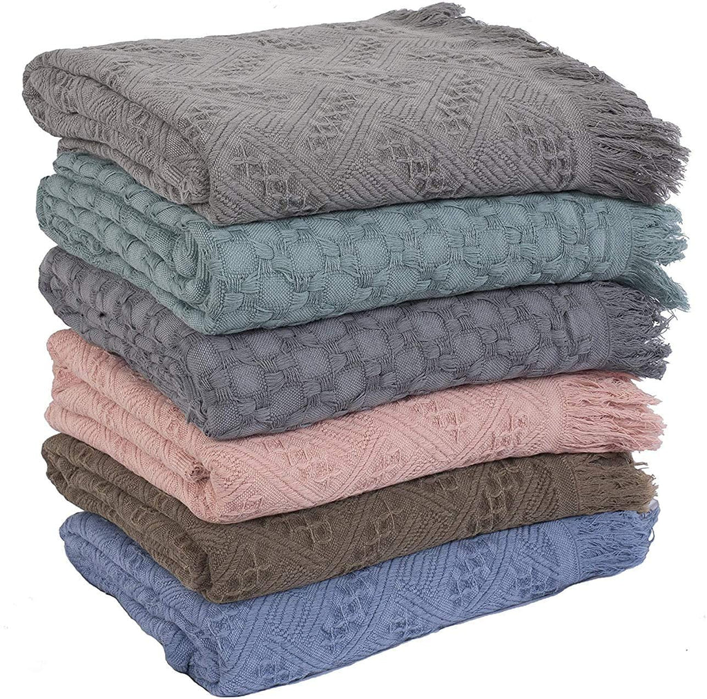 Kasentex Stone-Washed Cotton Knit Throw Blanket