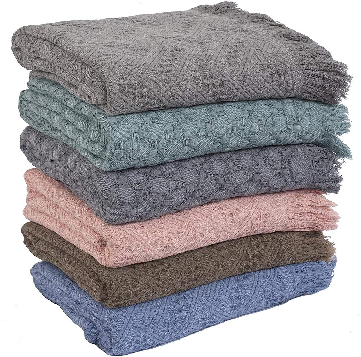 Kasentex Stone-Washed Cotton Knit Throw Blanket