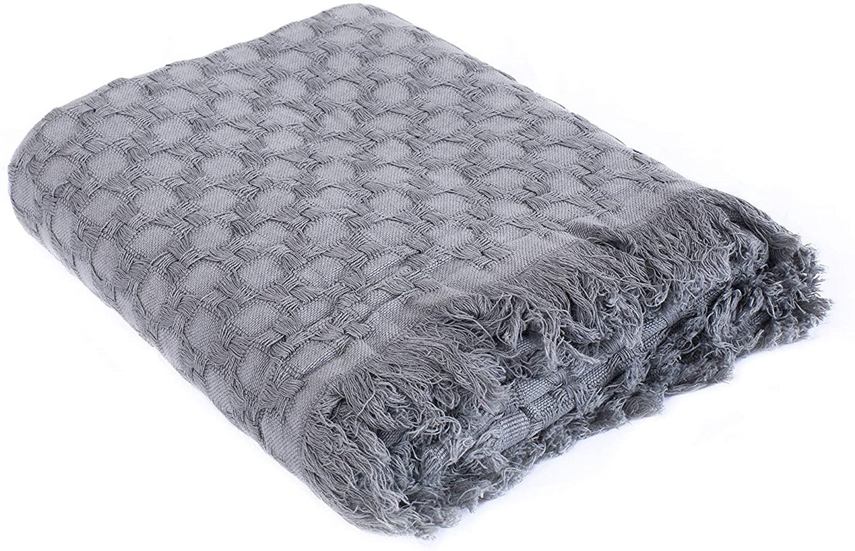 Kasentex Stone-Washed Cotton Knit Throw Blanket