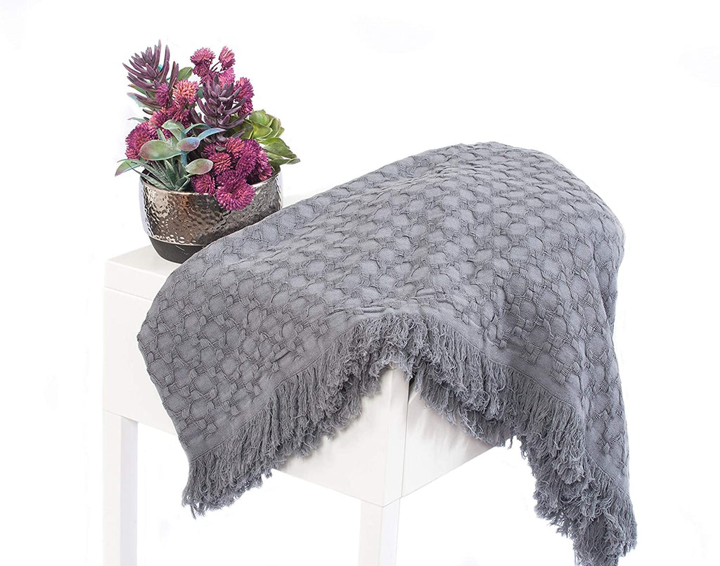 Kasentex Stone-Washed Cotton Knit Throw Blanket