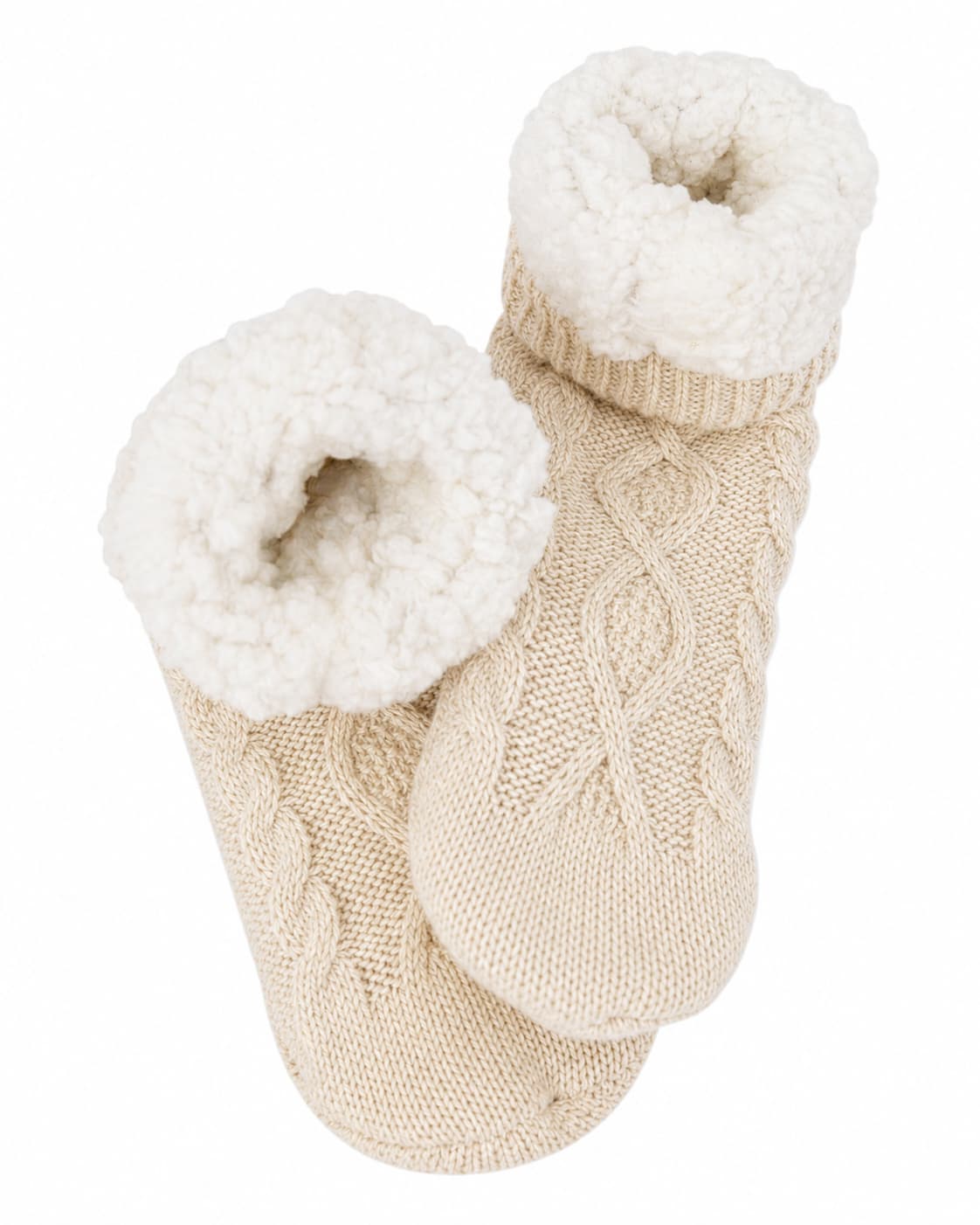 KickIt Fleece-Lined Cable Knit Slipper Socks