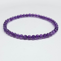 Amethyst round bead stretch bracelet, view 4
