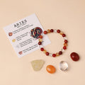 Zodiac crystal bracelet and stone set, Aries shown