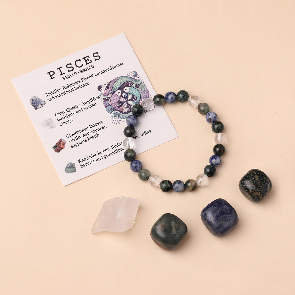 Assorted Zodiac Crystal Bracelet & Stone Sets