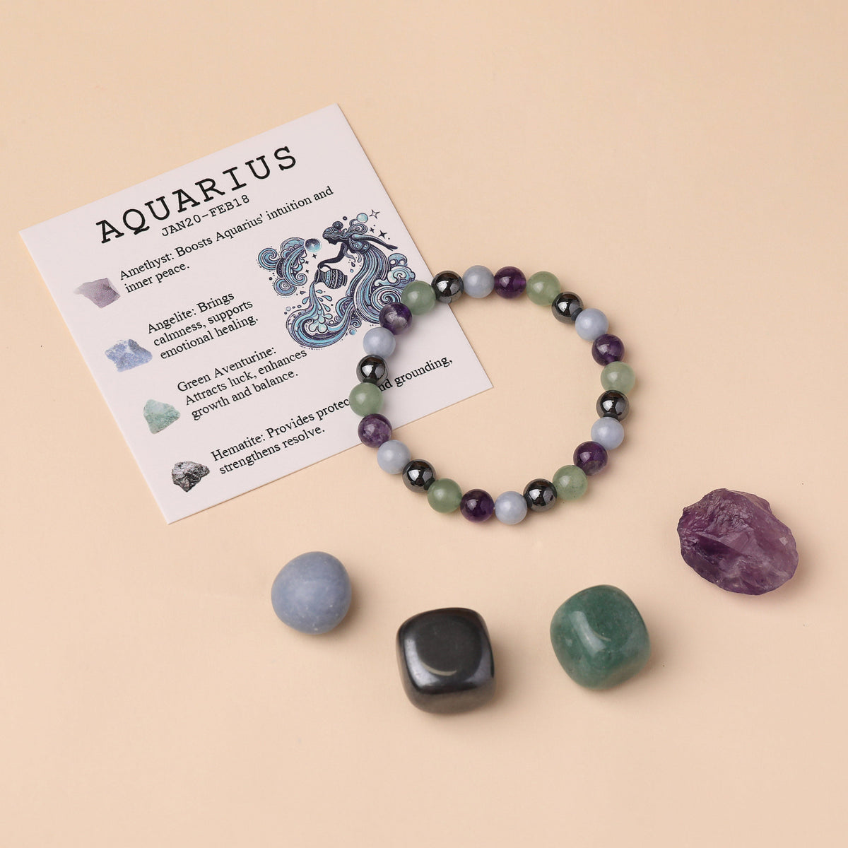Assorted Zodiac Crystal Bracelet & Stone Sets