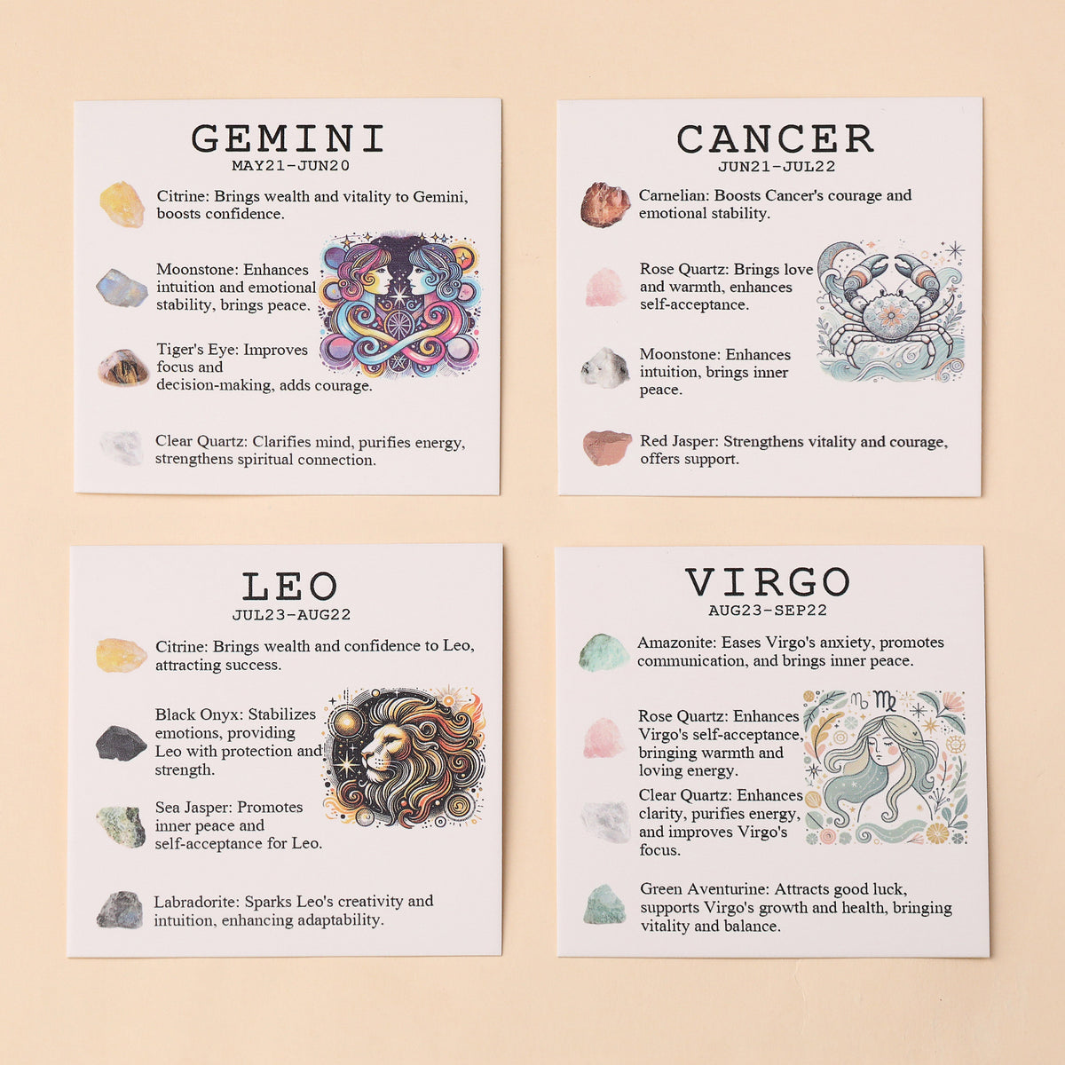 Assorted Zodiac Crystal Bracelet & Stone Sets