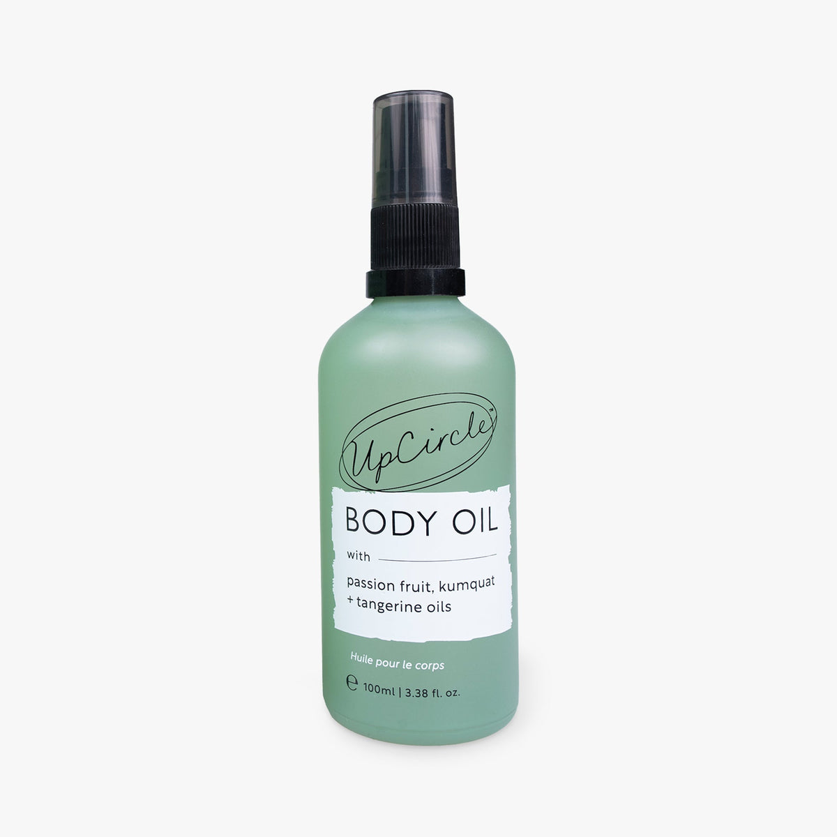 UpCircle body oil with passion fruit oil bottle