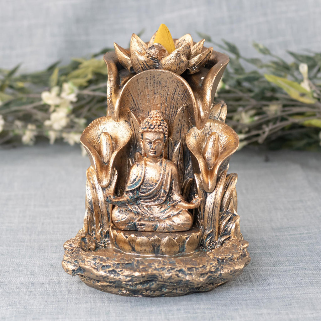 Bronze Buddha backflow incense burner