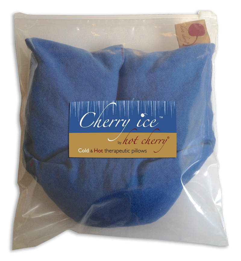 Cherry Ice blue denim cherry pit neck wrap with freezer bag