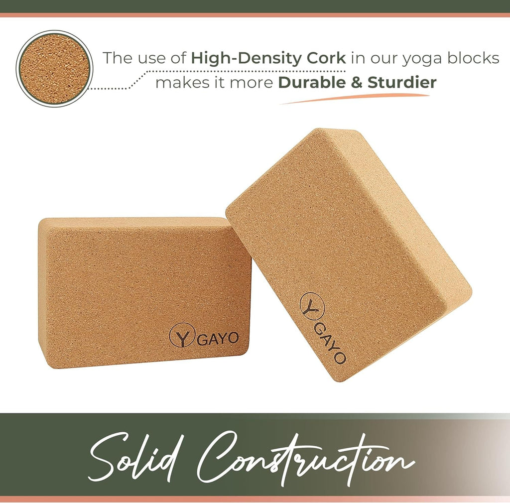 Large Cork Yoga Blocks & Strap Set