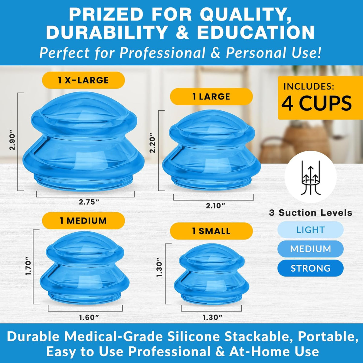 EDGE Pro Silicone Cupping Set, 8 Cups