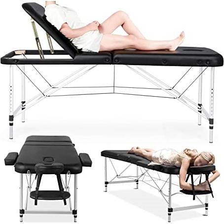 Extra Wide Portable Folding Massage Table with Carry Case, Black