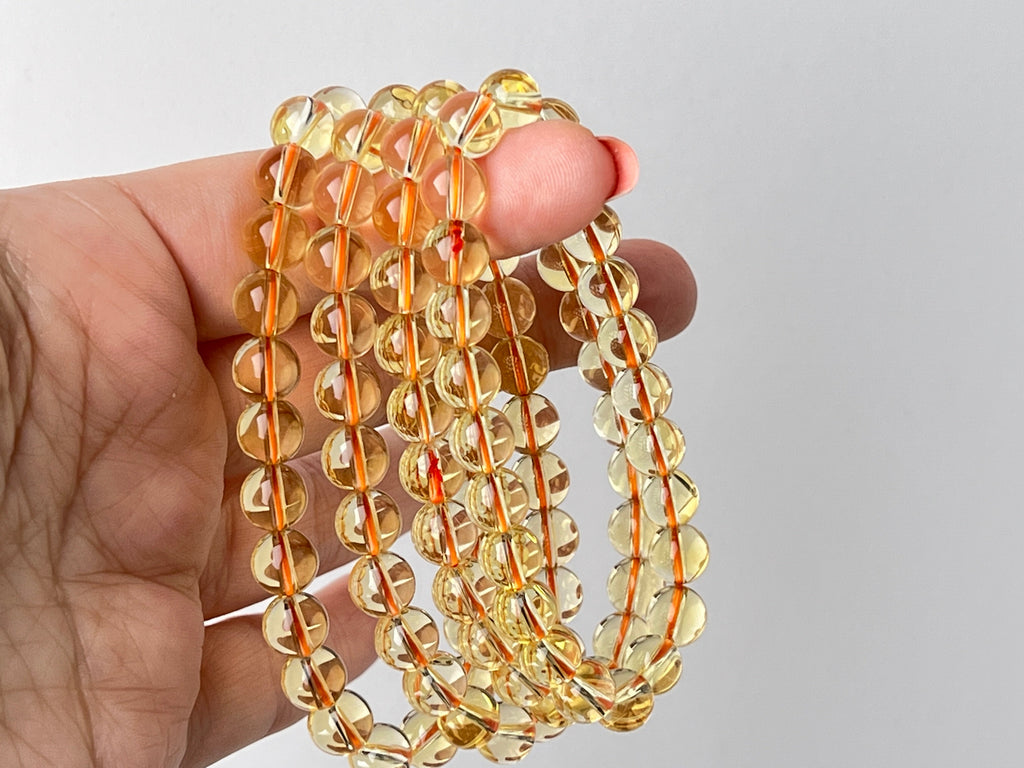 8mm high-clarity citrine crystal stretch bracelet, view 2