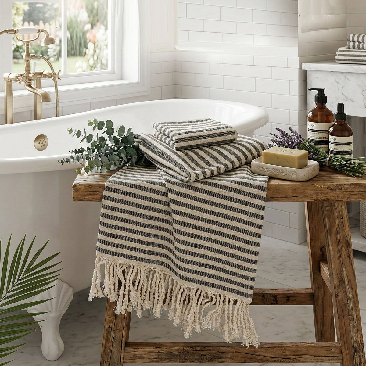 Gia Roma Striped Turkish Cotton Towel