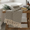 Gia Roma striped Turkish cotton towel with tassels