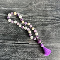27-bead amethyst and moonstone third eye wrist mala
