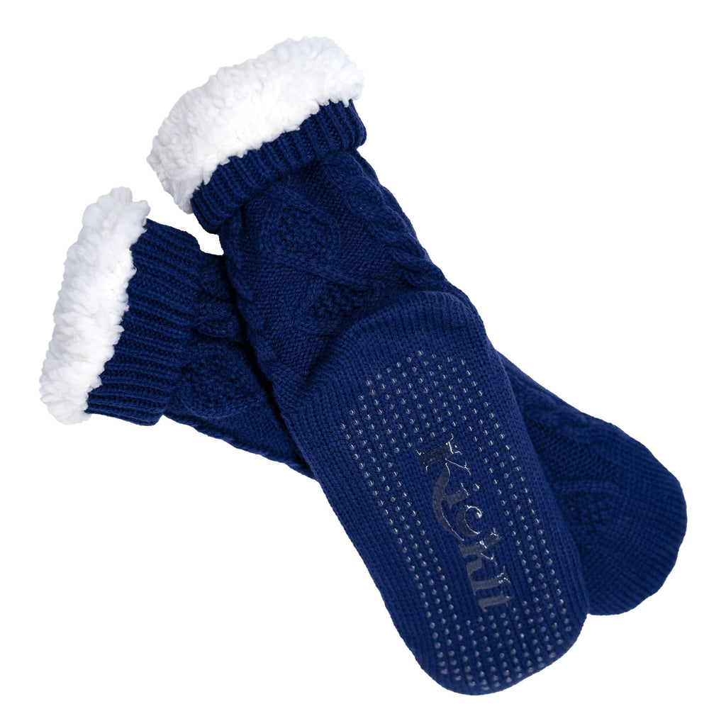 KickIt fleece-lined cable knit slipper socks
