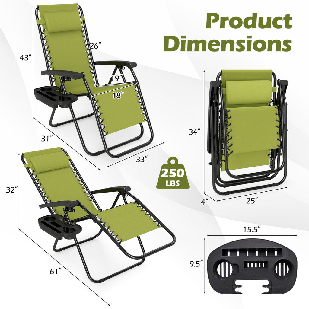 Zero Gravity Recliner Chair with Cup Holder & Pillow