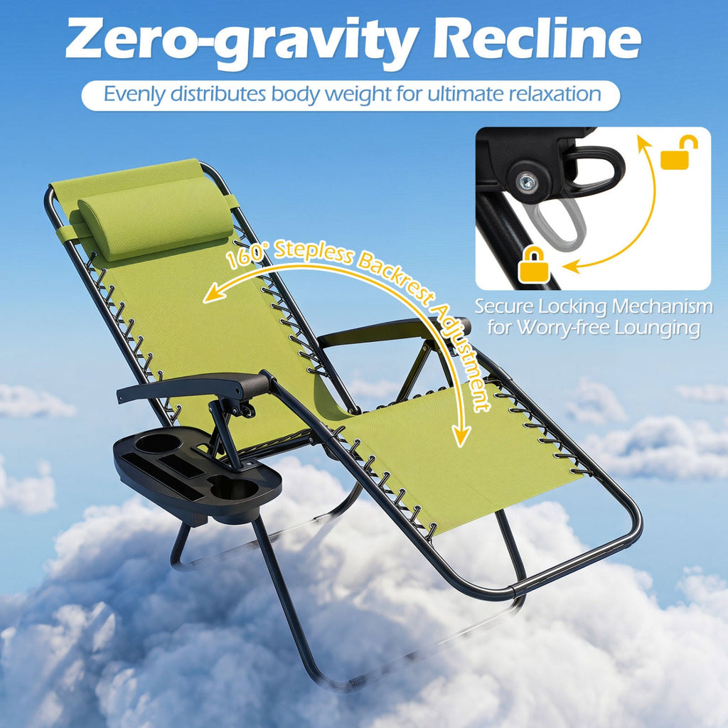 Zero Gravity Recliner Chair with Cup Holder & Pillow