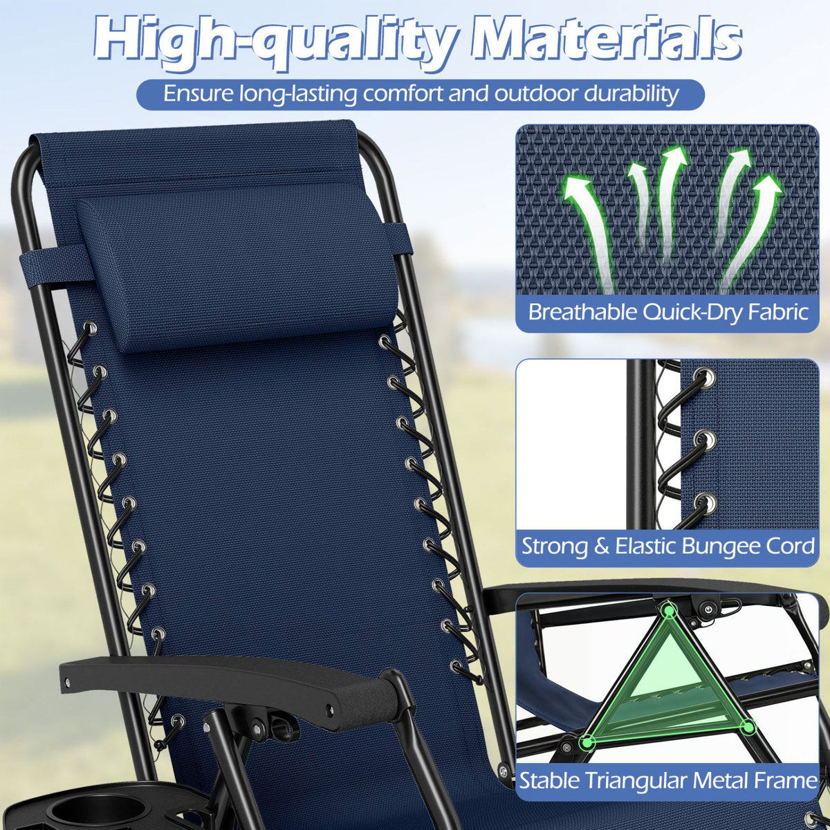 Zero Gravity Recliner Chair with Cup Holder & Pillow