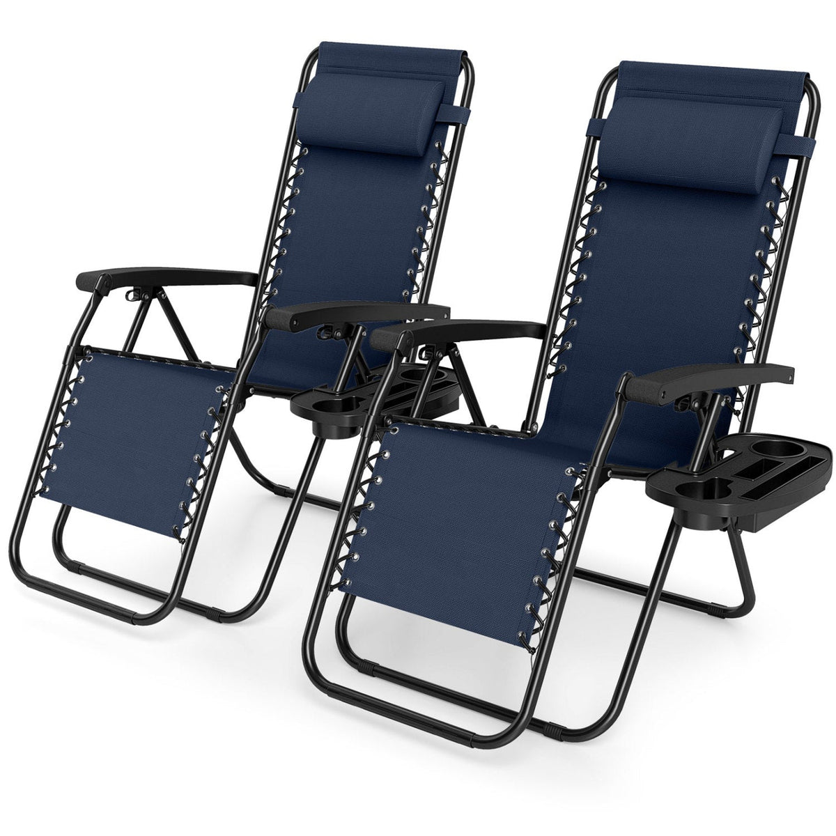 Zero Gravity Lounge Chairs, Set of 2, with Cup Holders