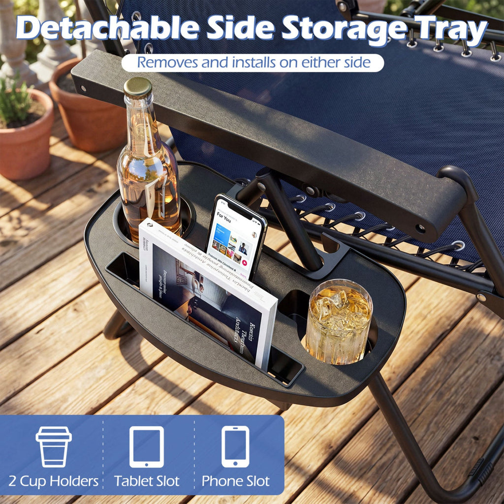Zero Gravity Lounge Chairs, Set of 2, with Cup Holders