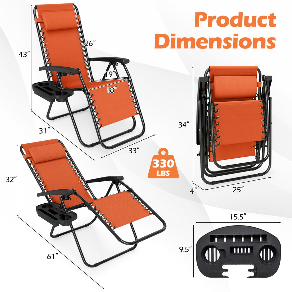 Zero Gravity Recliner Chair with Cup Holder & Pillow