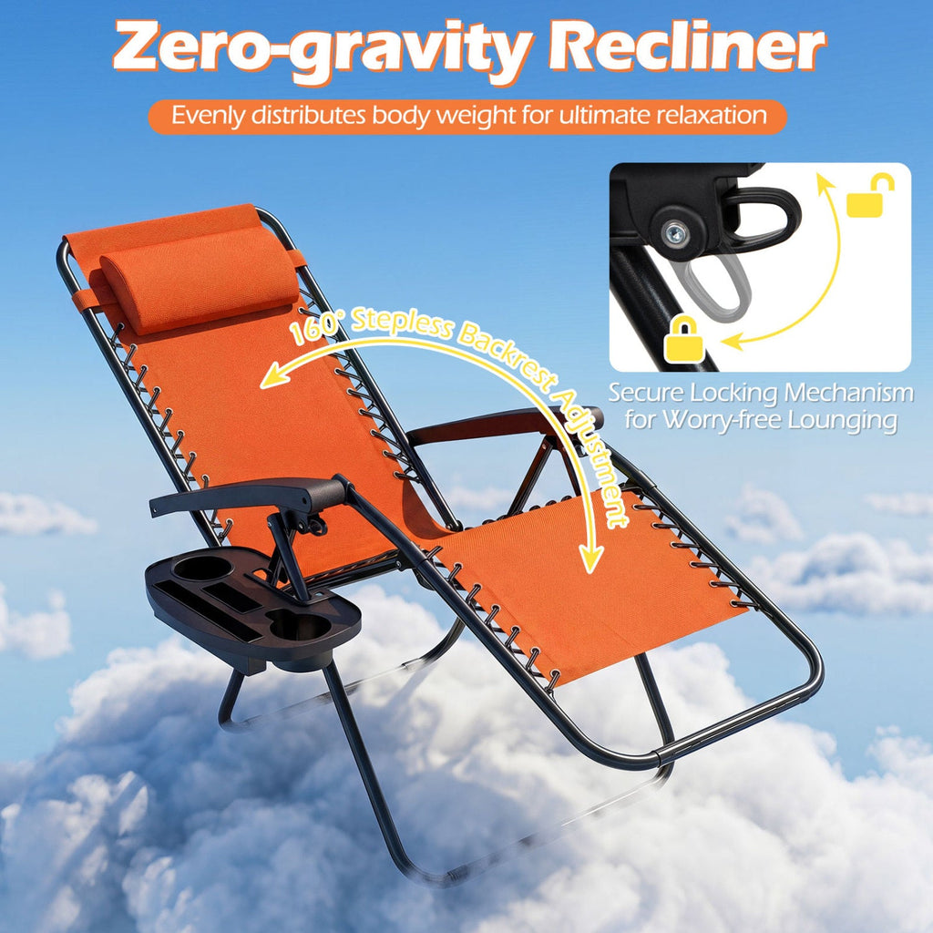 Zero Gravity Recliner Chair with Cup Holder & Pillow