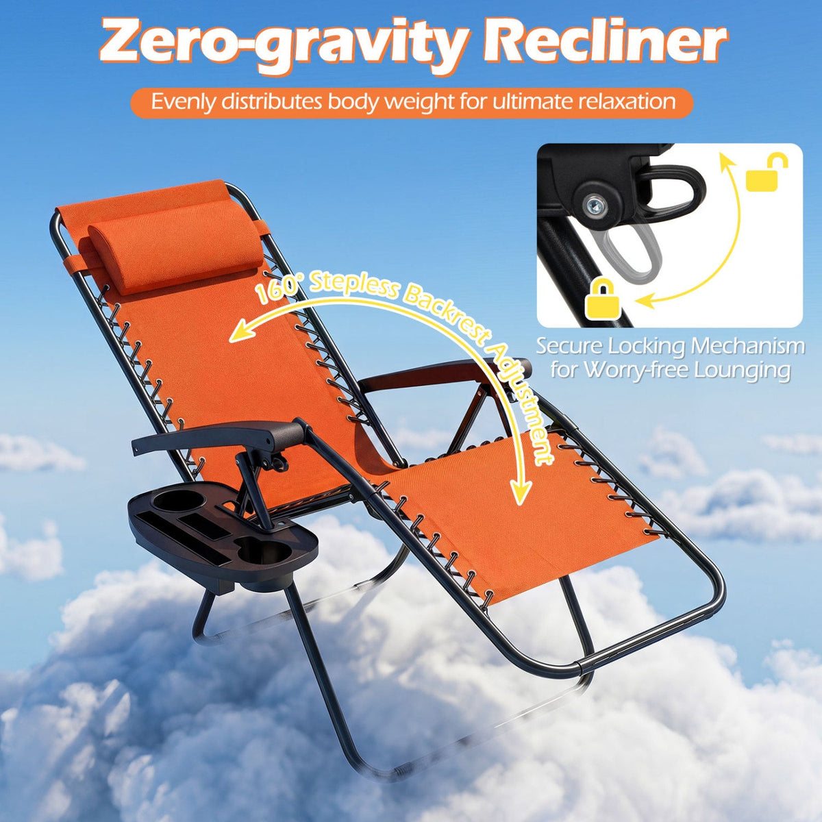Zero Gravity Recliner Chair with Cup Holder & Pillow