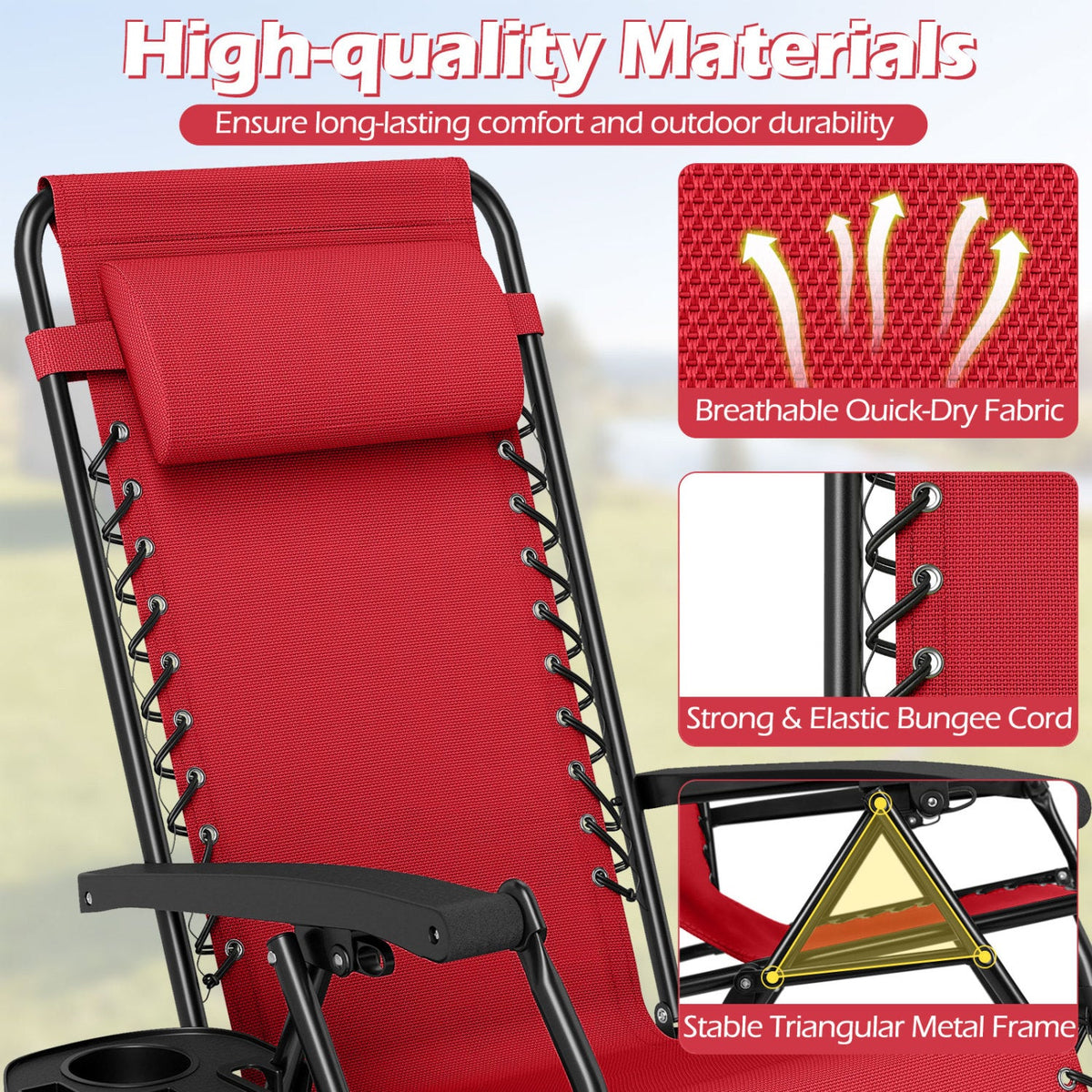 Zero Gravity Recliner Chair with Cup Holder & Pillow