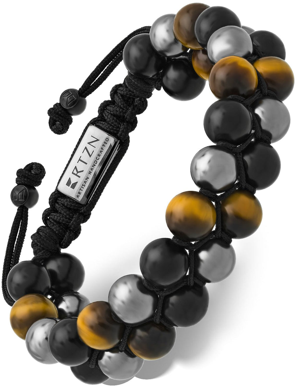 Black obsidian, tiger's eye and hematite bead bracelet