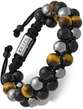 Black obsidian, tiger's eye and hematite bead bracelet
